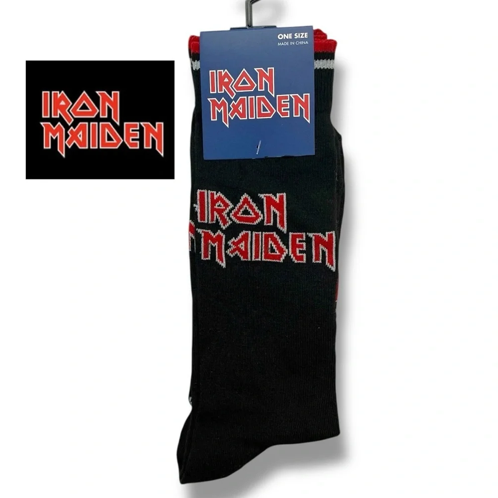 Iron Maiden Band Socks Novelty Fun Men’s Unisex Black Red Adult One Size 7-12